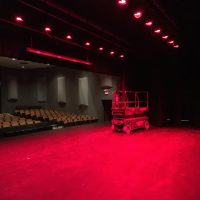 Theatre stage with red lighting