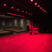Theatre stage with red lighting